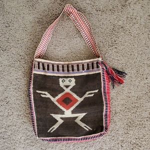 Vintage fabric purse with doublesided embroidery